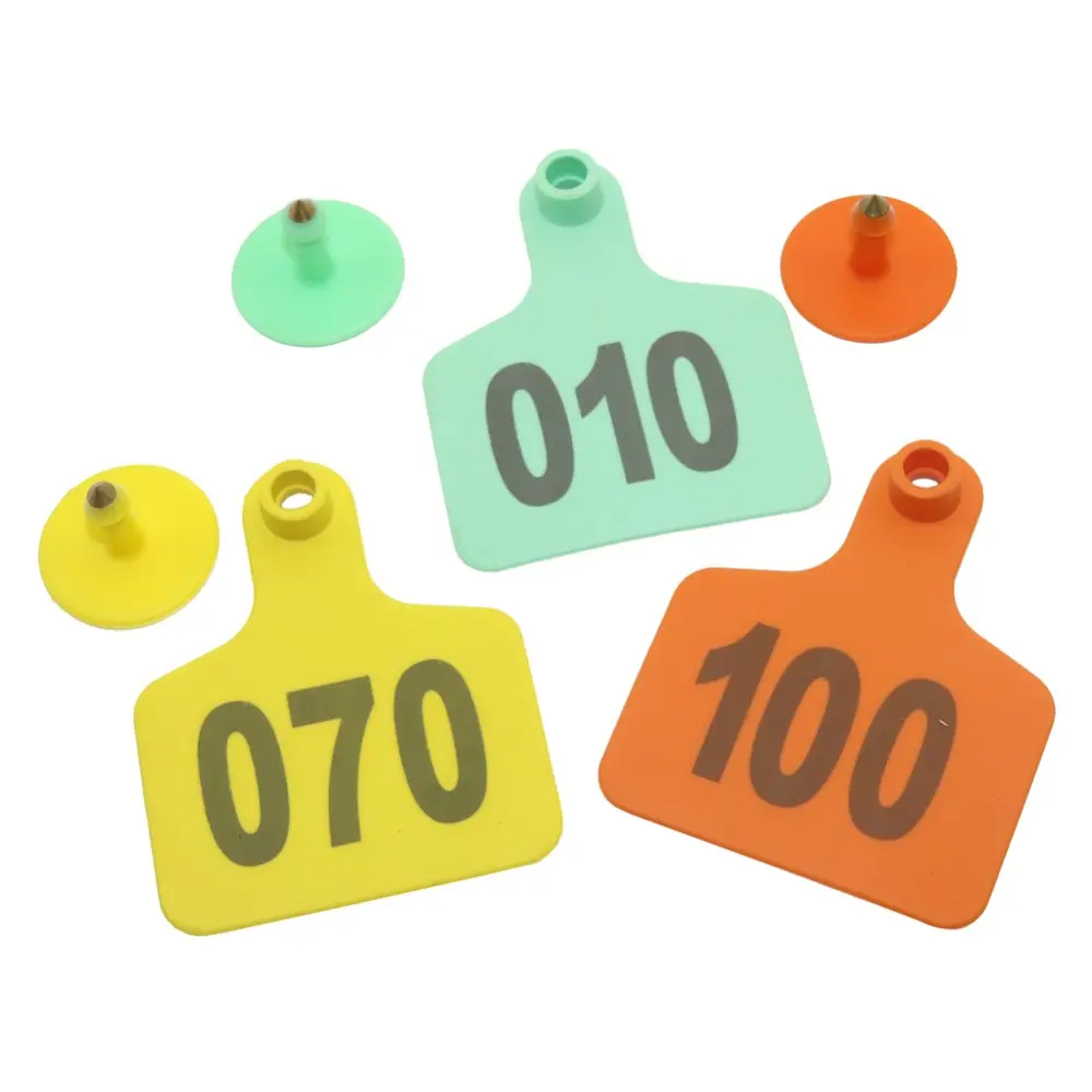 20 Pcs Livestock Cattle Cow Ear Tag Signs With The Digital Laser Typing Copper Head Earrings Farm Animal Identification Card