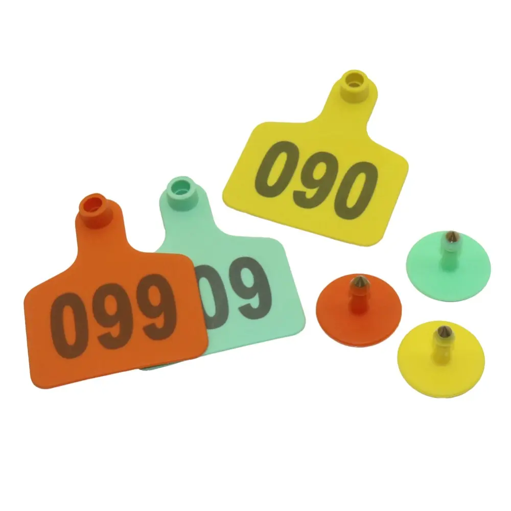 20 Pcs Livestock Cattle Cow Ear Tag Signs With The Digital Laser Typing Copper Head Earrings Farm Animal Identification Card