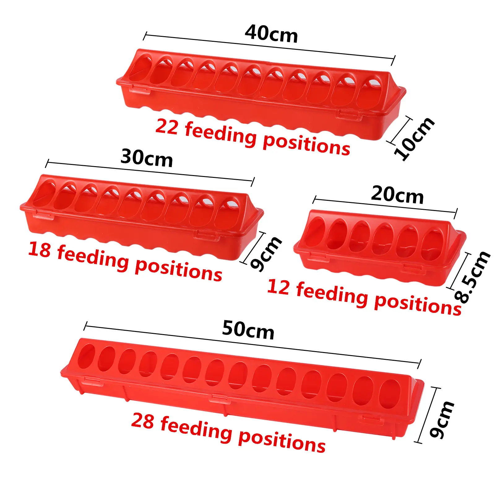 1 Pc Double Row 12/18/22/28 Holes Poultry Ground Feeder Plastic Clamshell Feeding Chicken Groove Farm Breeding Supplies New