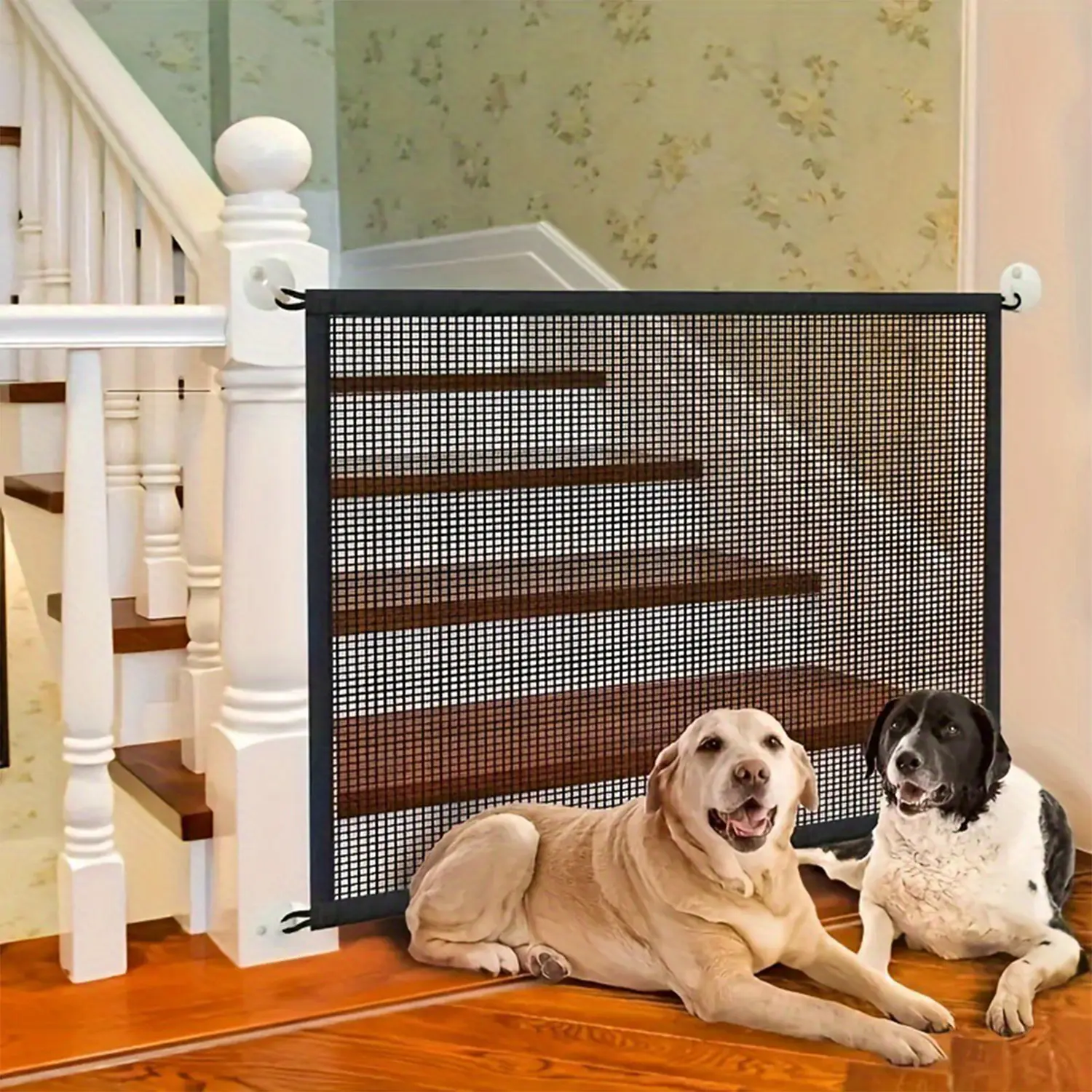 Pet Security Fence with Mirror Door Locking Hooks Insulated Foldable Mesh Dog Barrier for Kennel Playpen Breathable Pet Products