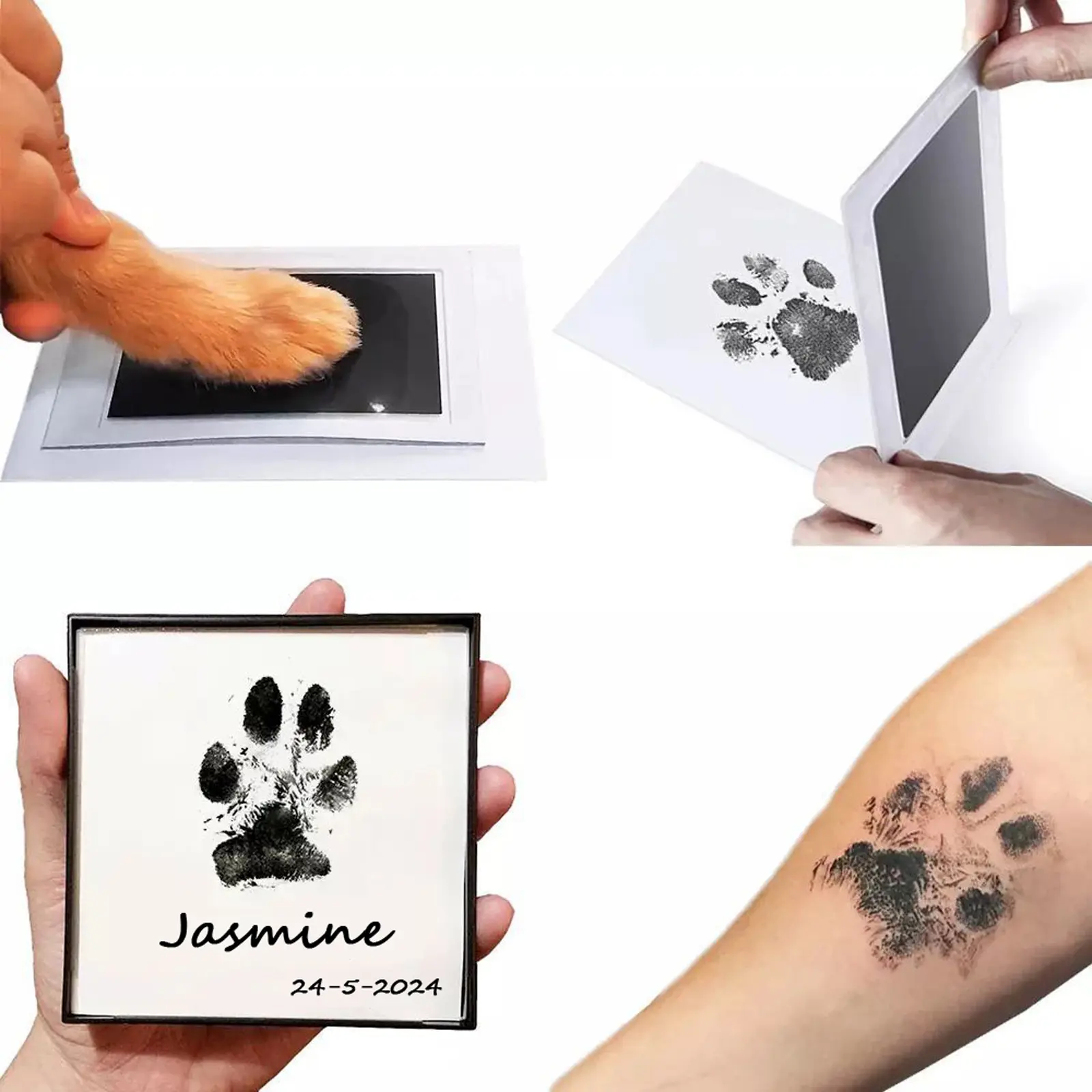 Pet Cat Dog Paw Print Ink Kit Pad Safe Non-toxic Baby Footprints Newborn Shower Handprint Easy Diy Touch Inkless Pet Souvenir
