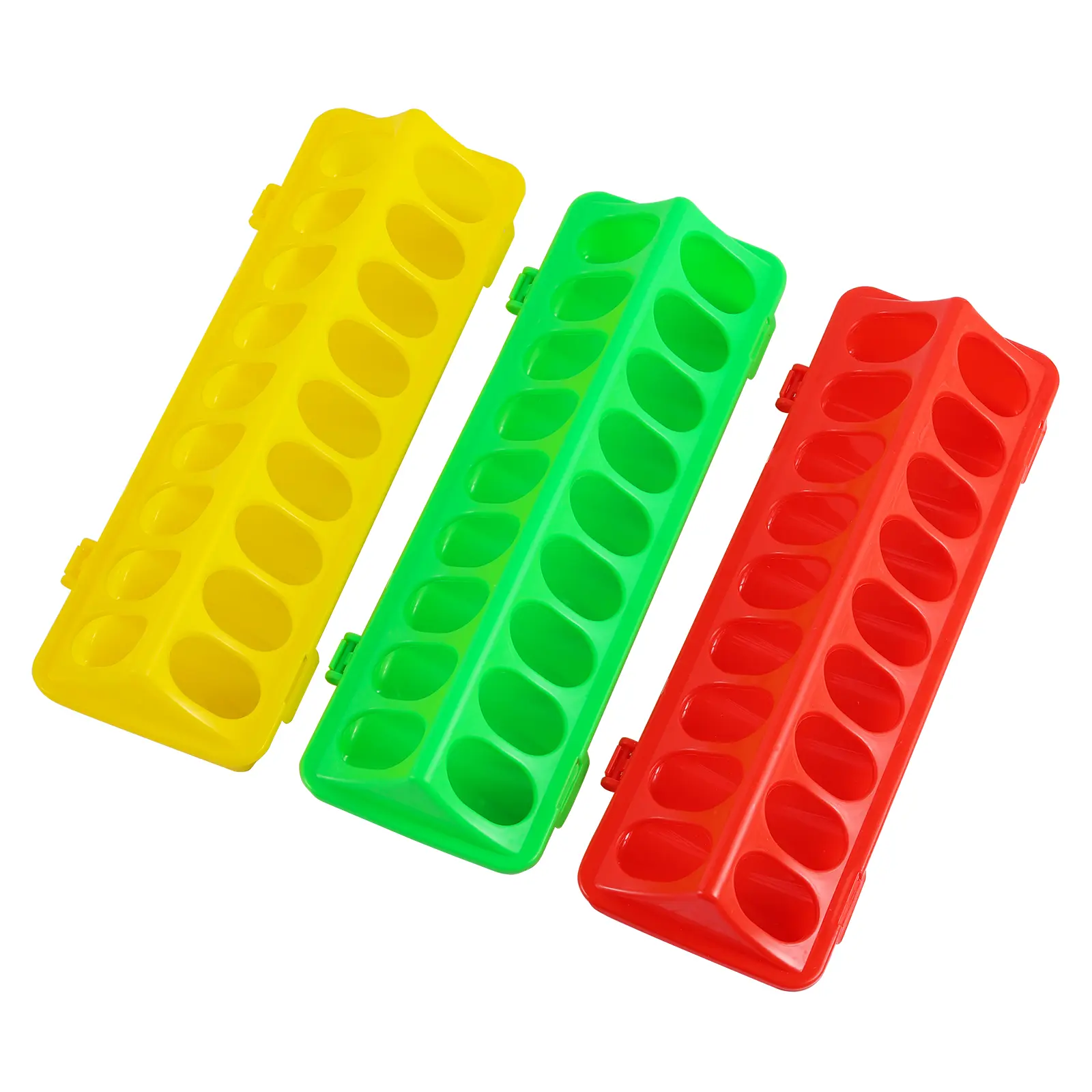 1 Pc Double Row 12/18/22/28 Holes Poultry Ground Feeder Plastic Clamshell Feeding Chicken Groove Farm Breeding Supplies New