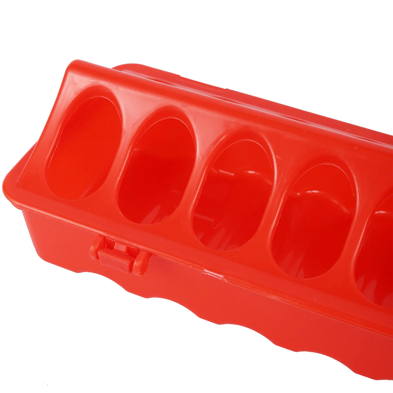 1 Pc Double Row 12/18/22/28 Holes Poultry Ground Feeder Plastic Clamshell Feeding Chicken Groove Farm Breeding Supplies New