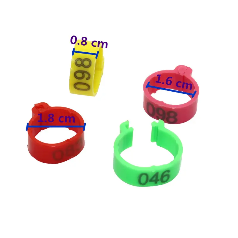 100 Pcs 6 Colors Inner Diameter 1.6cm Plastic Open Type Buckle Chicken Duck Goose Digital Foot Ring Poultry Farming Equipment