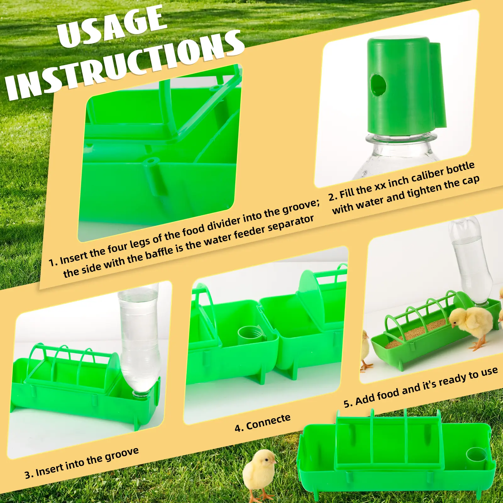 1Pc 2-in-1 Poultry Thickened Feeder And Drinker Water Food DispenserChicken Birds Chick Waterer Feeding Rutin Chicken Trough New