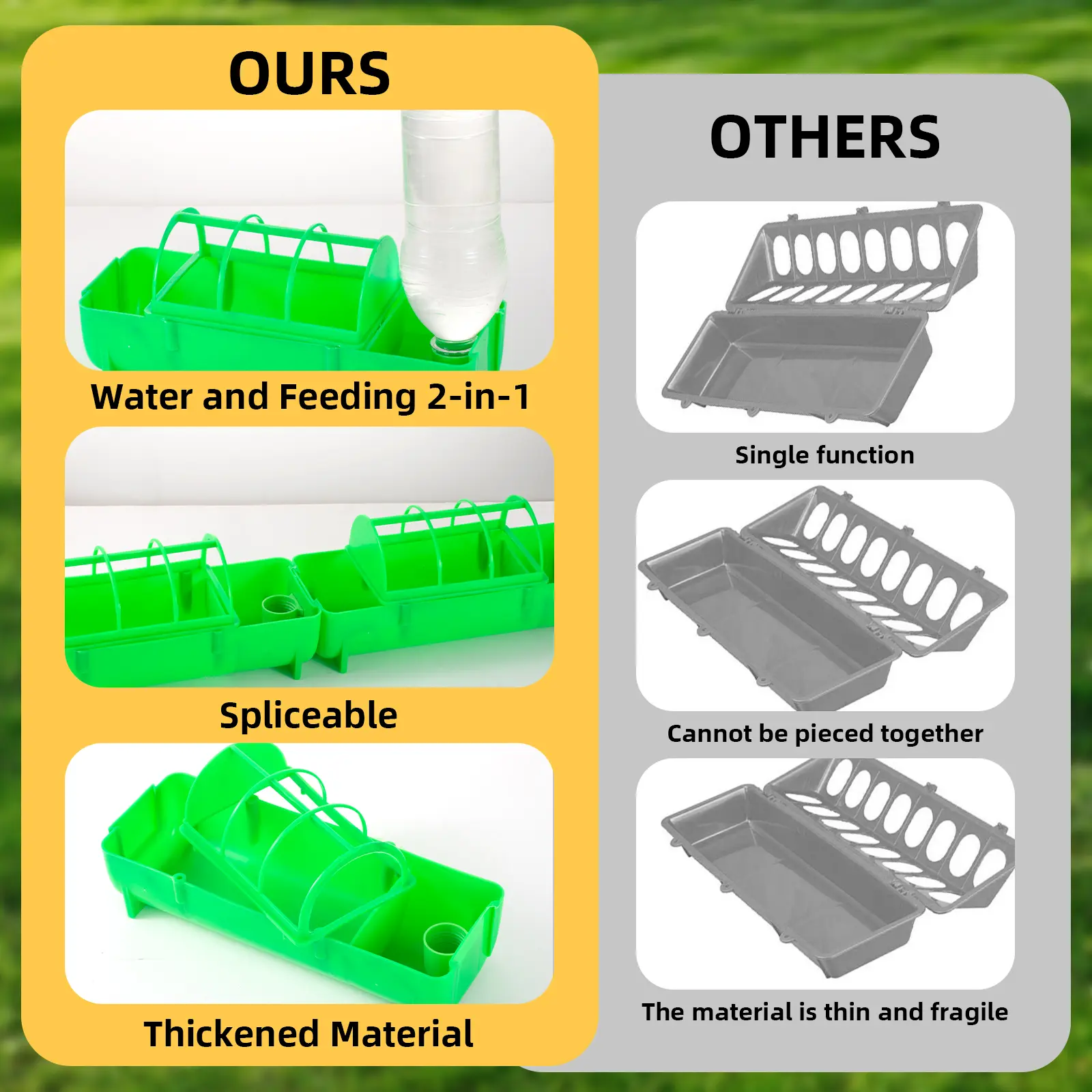 1Pc 2-in-1 Poultry Thickened Feeder And Drinker Water Food DispenserChicken Birds Chick Waterer Feeding Rutin Chicken Trough New