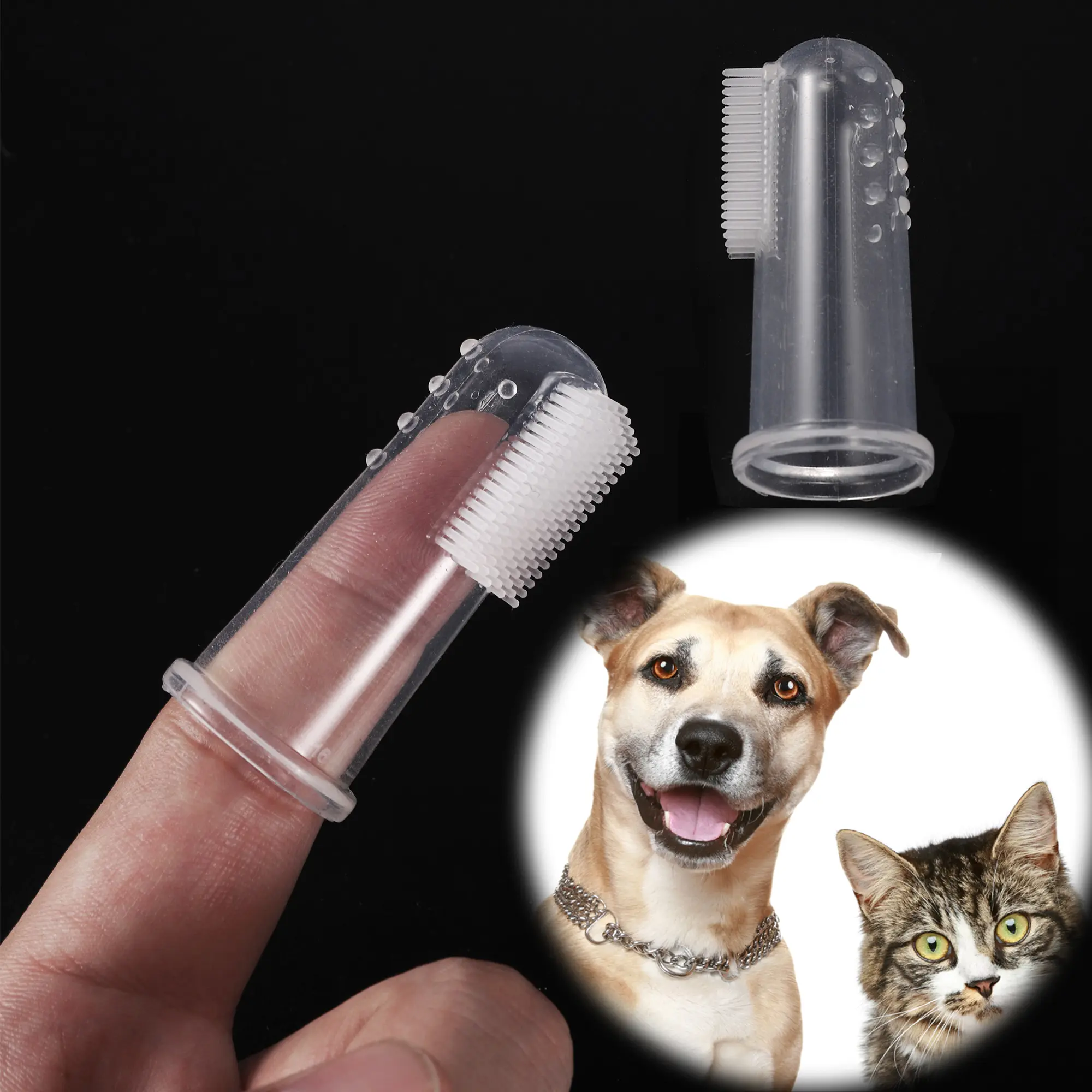 Silicone Soft Pet Finger Cuff Toothbrushes Dog Brush Bad Breath Tartar Teeth Care Tool Cat Cleaning Scrub Silicagel Pet Supplies