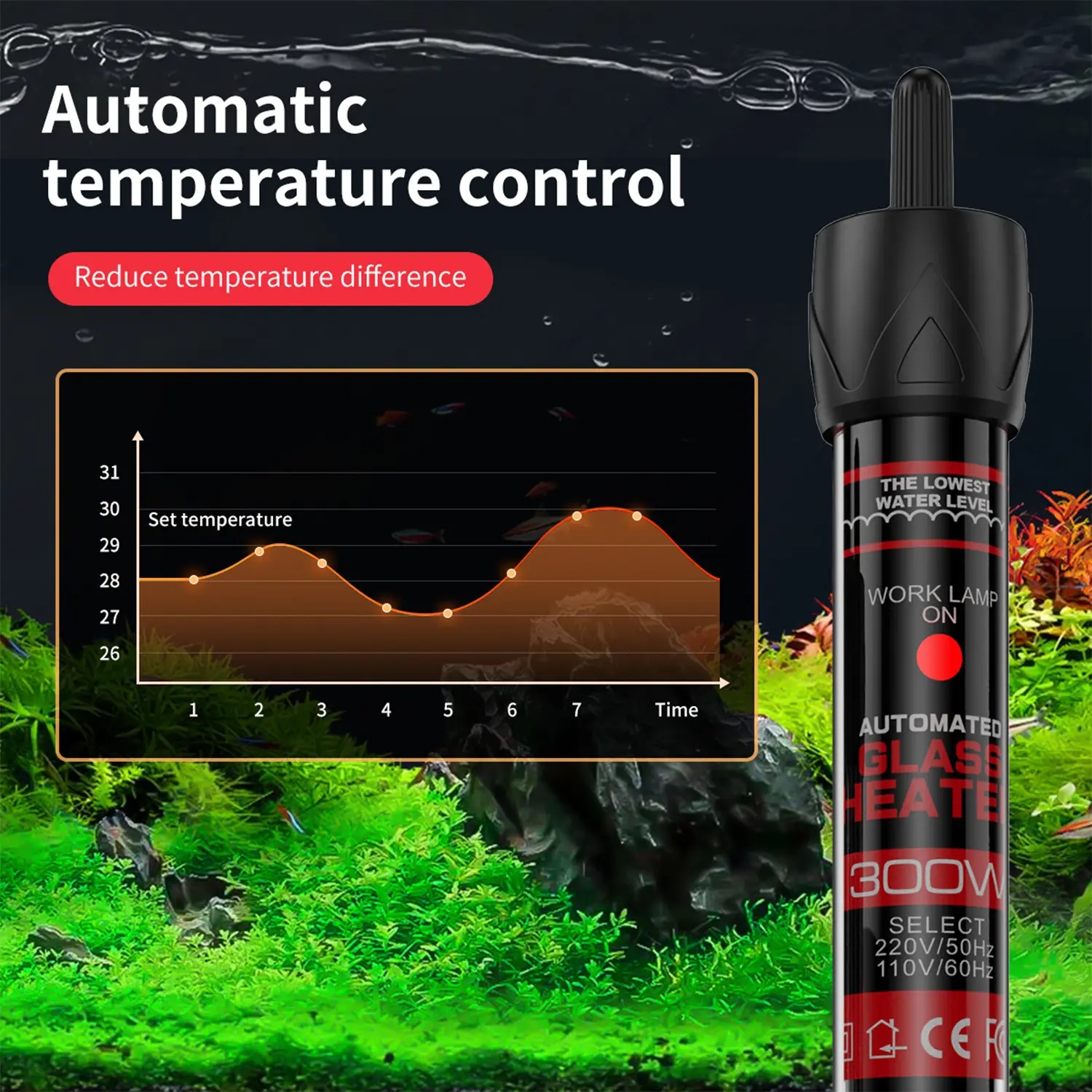 Fish Tank Heating Rod Aquarium Automatic Constant Temperature Heating Rod Precise Temperature Control Constant Temperature Rod