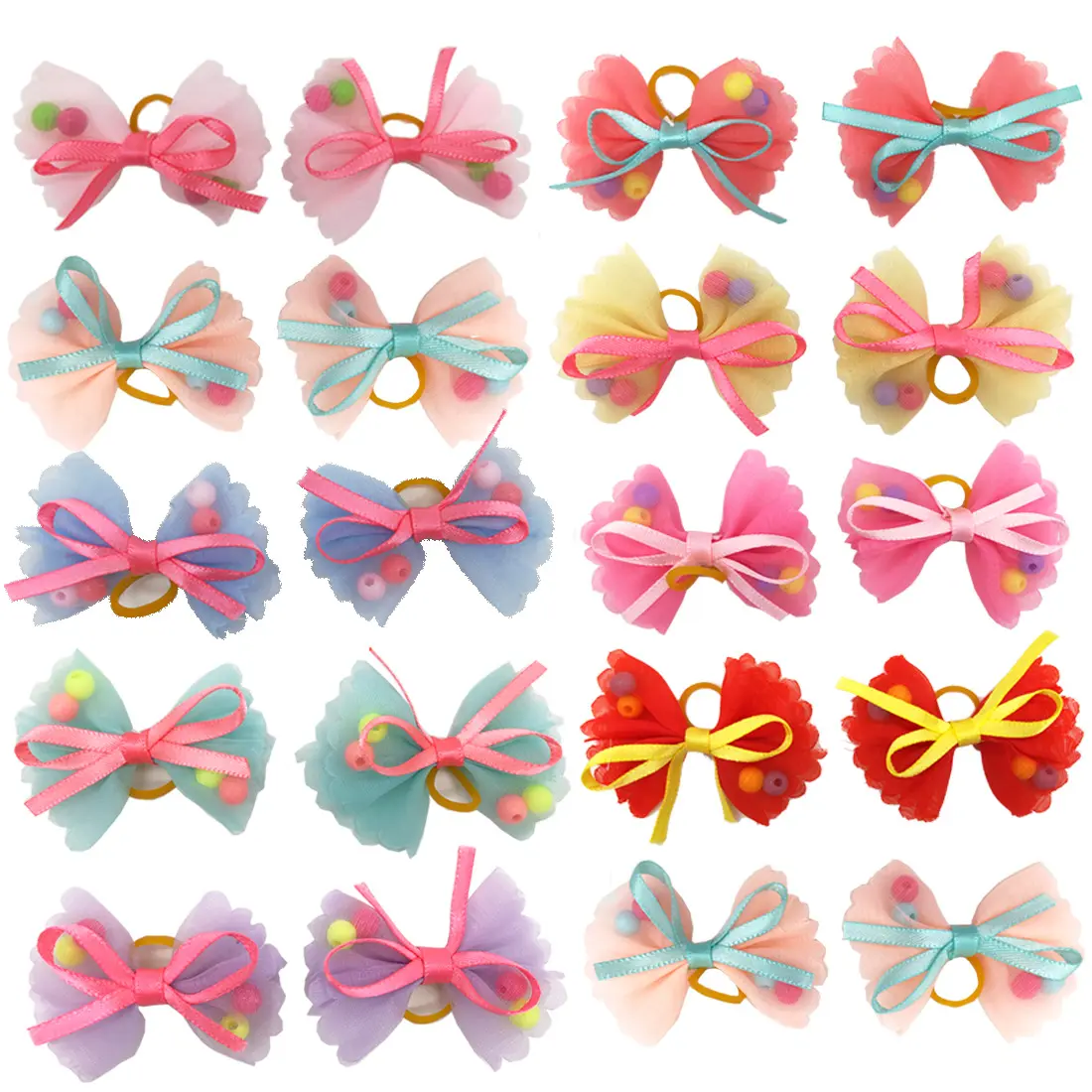 10/20/50pcs Cute Pet Dog Bows Ball Hair Accessories Grooming Puppy Hair Accessories With Rubber Bands Pet Headwear For Dogs New