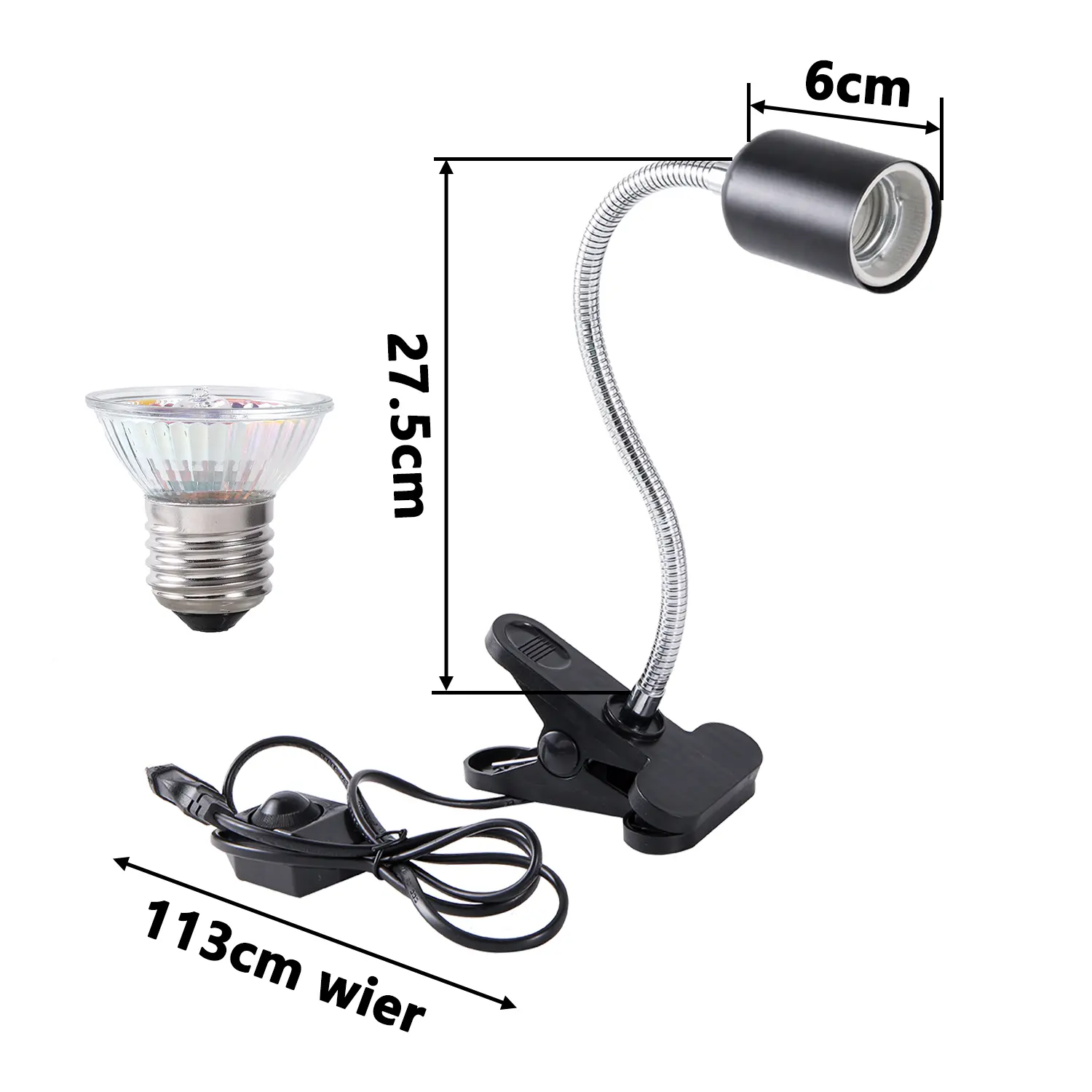 E27 360° Revolving Light Stand EU Lamp Holder Adjustable Brightness LED UVA Heat Lamp Clip For Reptile Pet Turtle Back Light