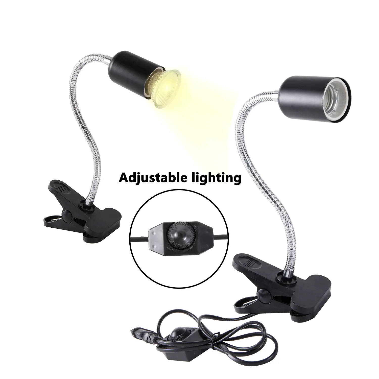 E27 360° Revolving Light Stand EU Lamp Holder Adjustable Brightness LED UVA Heat Lamp Clip For Reptile Pet Turtle Back Light