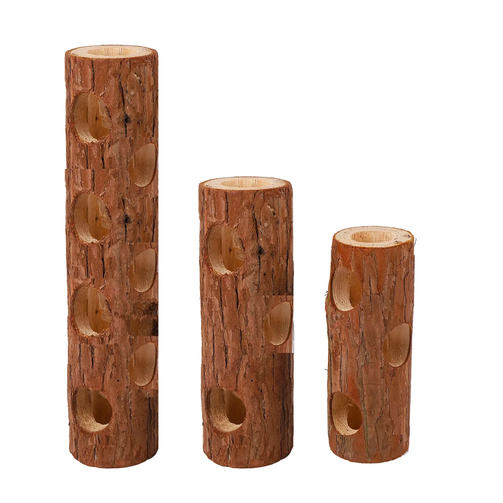 Pet Hamsters Mouses Wood Tunnel Tube Forest Hollow Tree Trunk Teeth Grinding Natural Wood Chew Toys for Small Pet Supplies 1 Pc