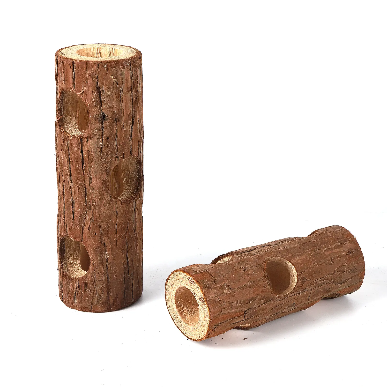 Pet Hamsters Mouses Wood Tunnel Tube Forest Hollow Tree Trunk Teeth Grinding Natural Wood Chew Toys for Small Pet Supplies 1 Pc