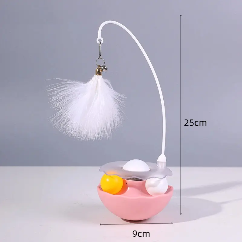 New Interactive Cat Tumbler Toy ABS Base With Feathers Rolling Ball Anti-Bite Turntable Interactive Toy Interesting Pet Supplies