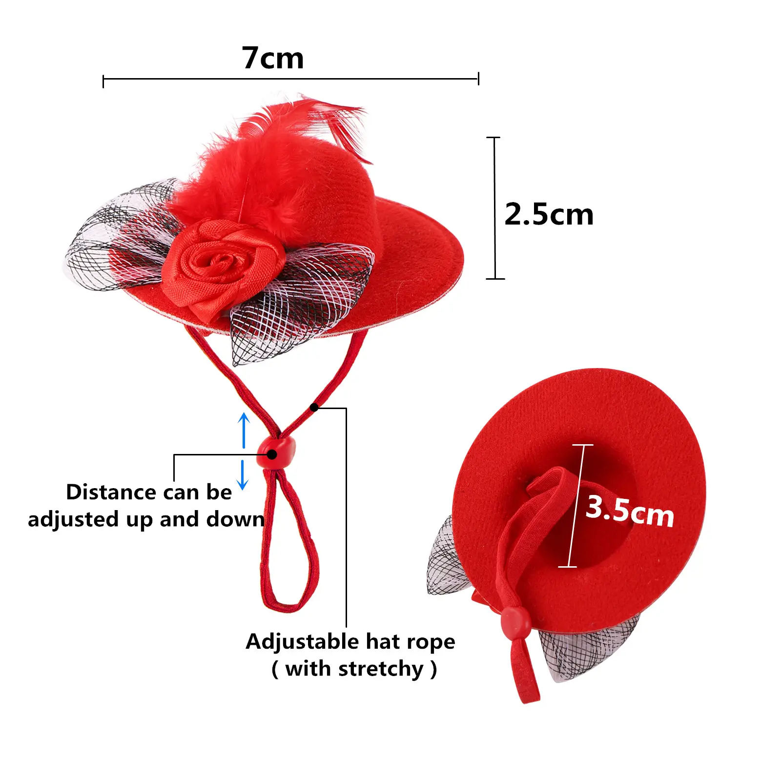 Chicken Hats For Hen Small Funny Chicken Accessories Feather Top Hat Rooster Duck Parrot Hamster Poultry Stylish Show Costum 1Pc