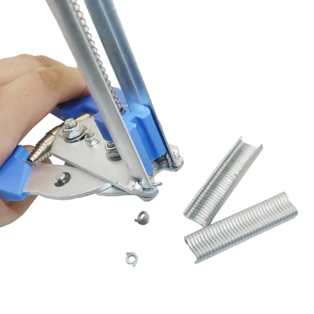 Livestock Breeding Equipment Fastening Clamp Installation Poultry Cage Plier & Nails for Chichen Rabbit Fox Bird Dog Cage