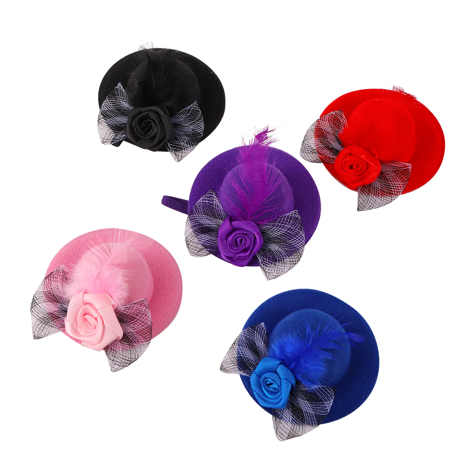 Chicken Hats For Hen Small Funny Chicken Accessories Feather Top Hat Rooster Duck Parrot Hamster Poultry Stylish Show Costum 1Pc