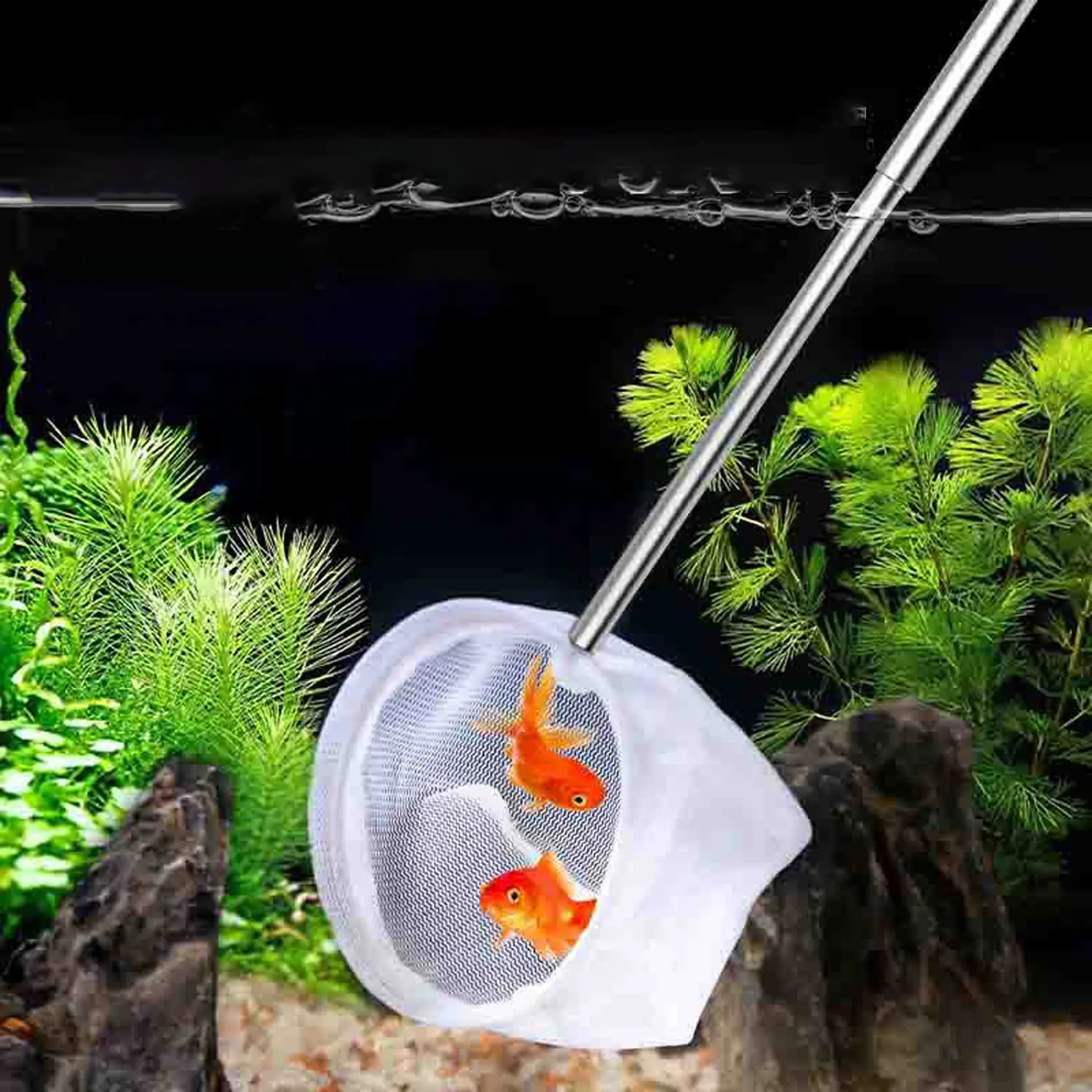 Aquarium Square Fishing Net With Suction Cup Extendable Long Handle Fishing Gear For Catching Fish Shrimp Tank Clean Supplies