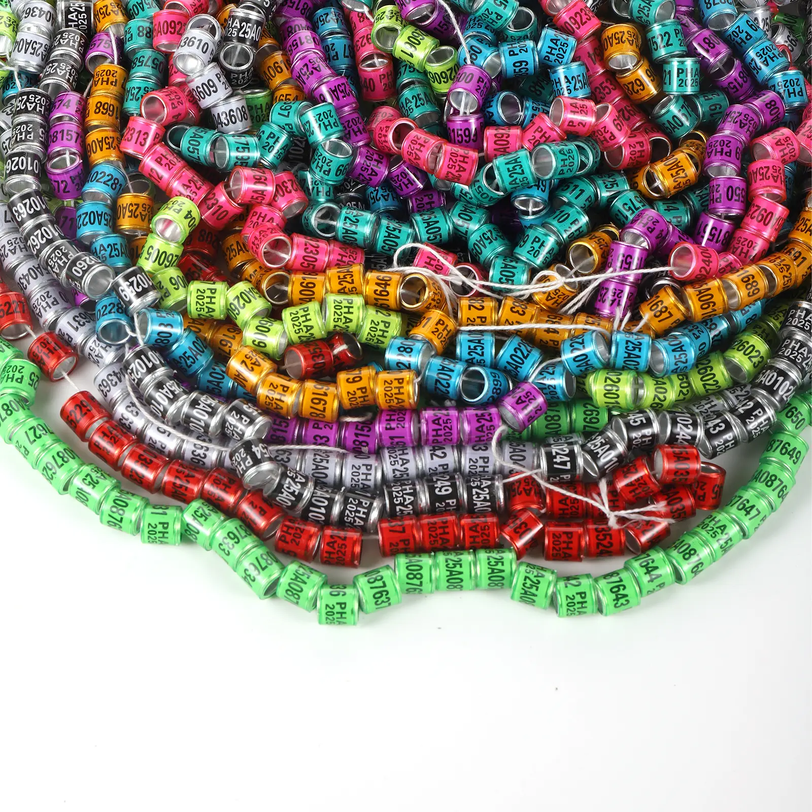 PHA 2025/2026 Pigeon Foot Ring Inner Diameter 8mm with Number Aluminum Plastic Bird Foot Ring Multicolor Bird Accessories 50Pcs