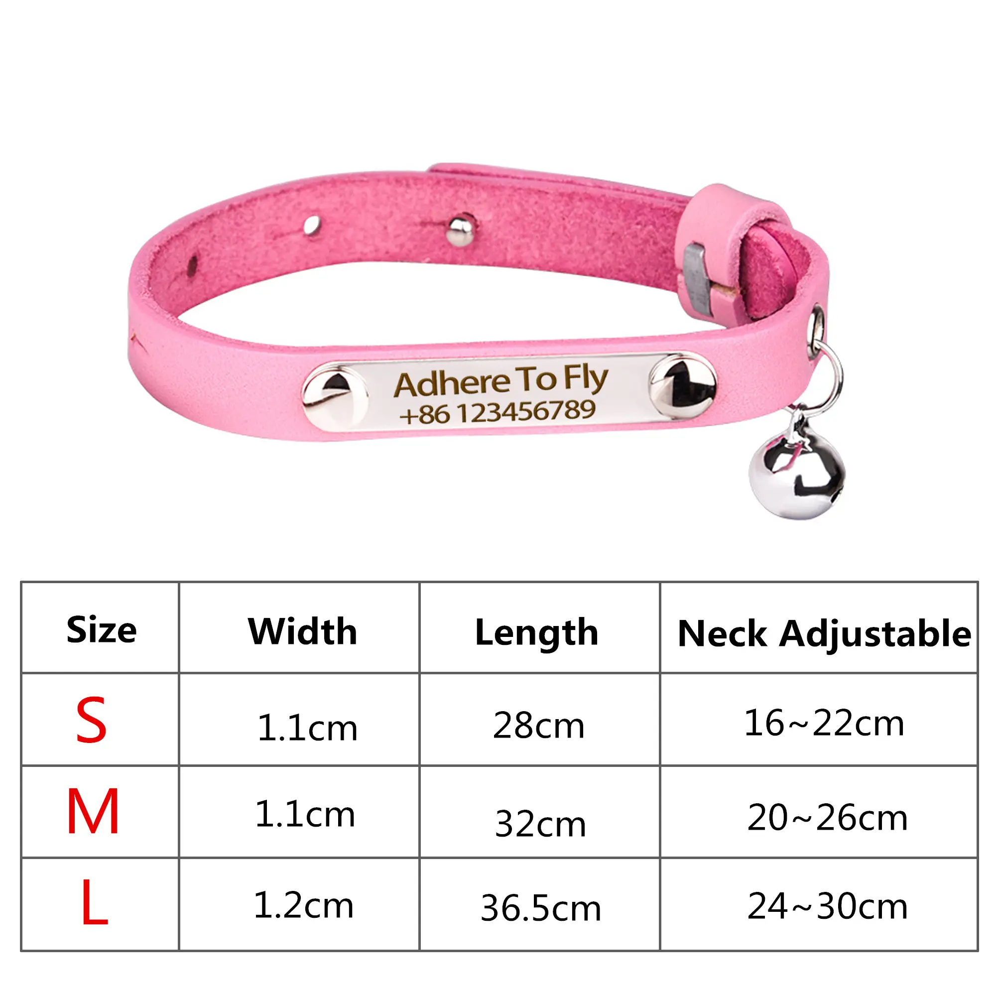 DIY Personalized Antiloss Adjustable Leather Cat Collar With Bell Kitten Collar S/M/L Pet Collar Cat Accessories Collar 1Pc