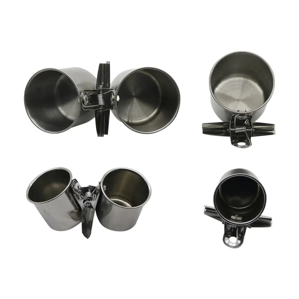 1 Pcs New Bird Feeder Cups Food Water Feeding Bird Double Cups With Clip Stainless Steel Parrot Cage Stand Bird Supplies