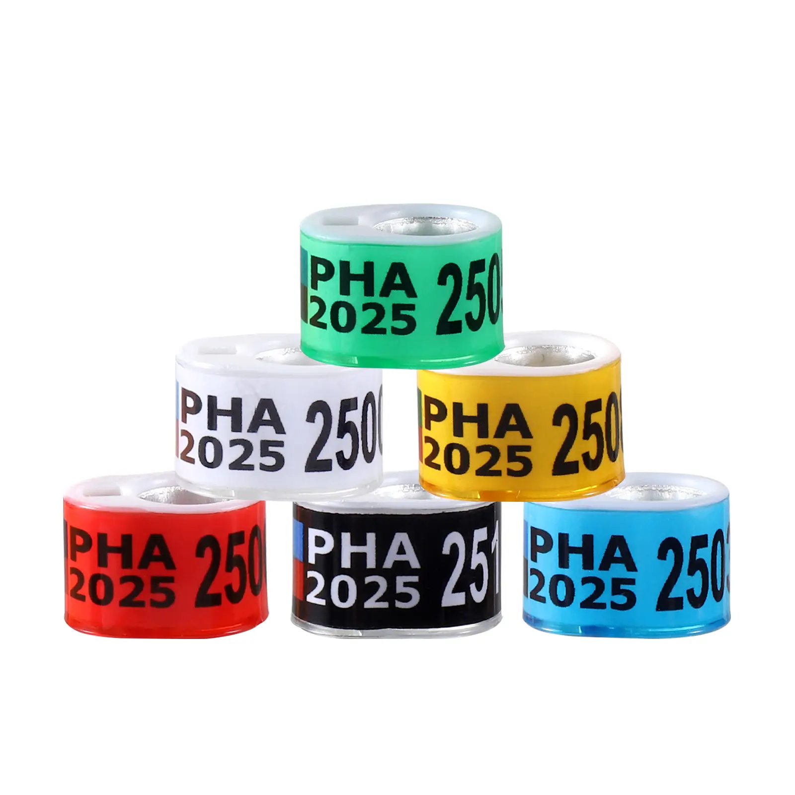 PHA 2025 + Flag Pigeon Foot Ring ID 8mm Quality Durable Bird Foot Ring Racing Pigeon Outdoor Training Bird Accessories 12 Pcs