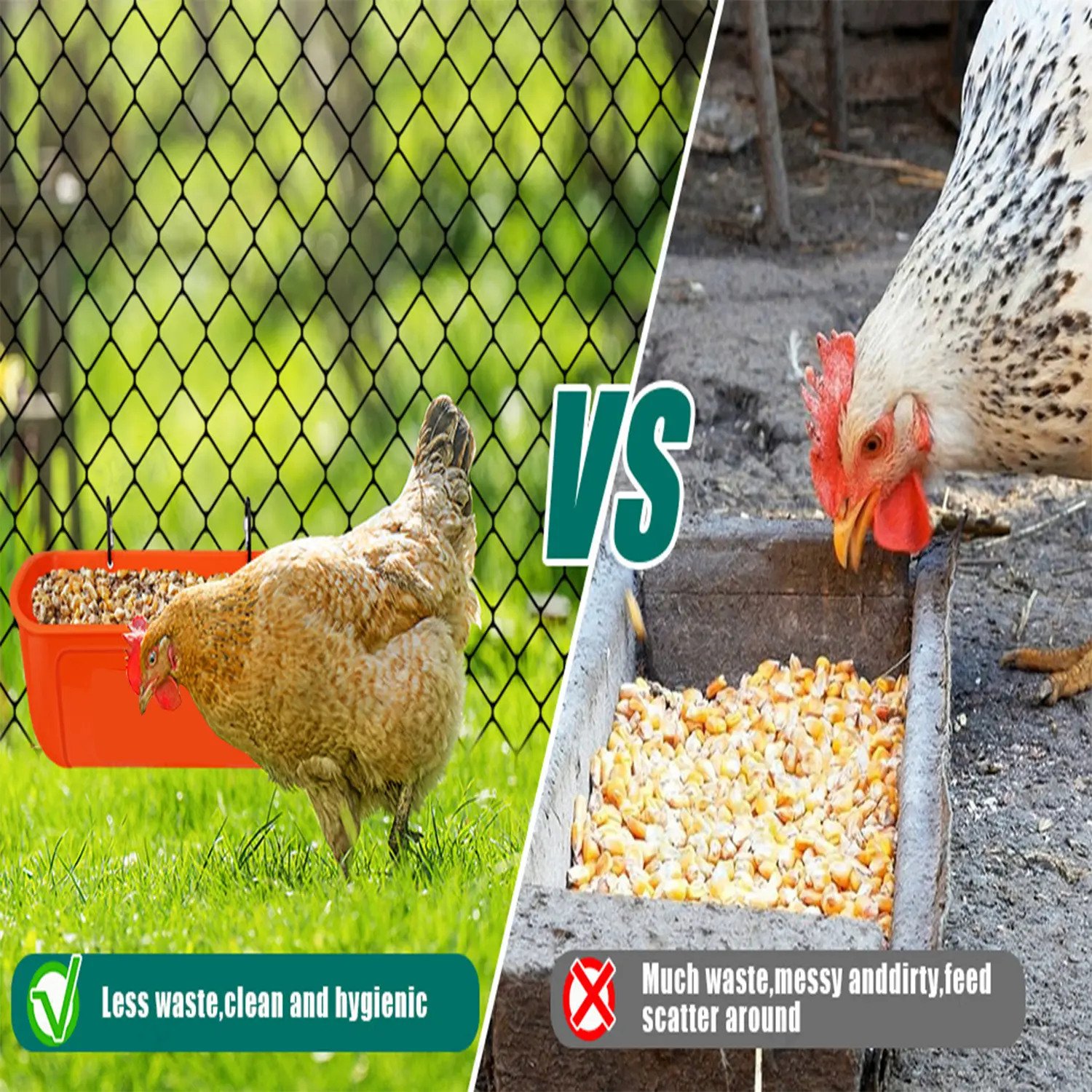 1Pc Large Hanging Chicken Feeder Large Capacity for Farm Poultry Ducks Geese Geese Goat Automatic Feeding Drinking Trough