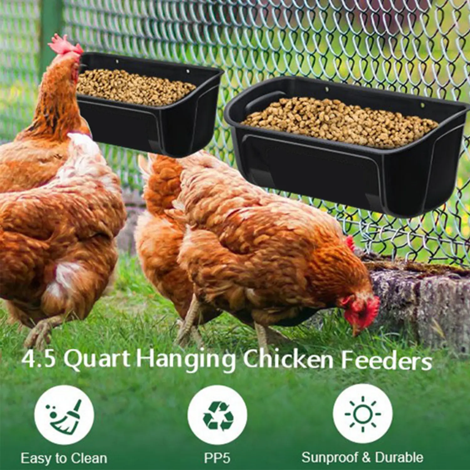 1Pc Large Hanging Chicken Feeder Large Capacity for Farm Poultry Ducks Geese Geese Goat Automatic Feeding Drinking Trough