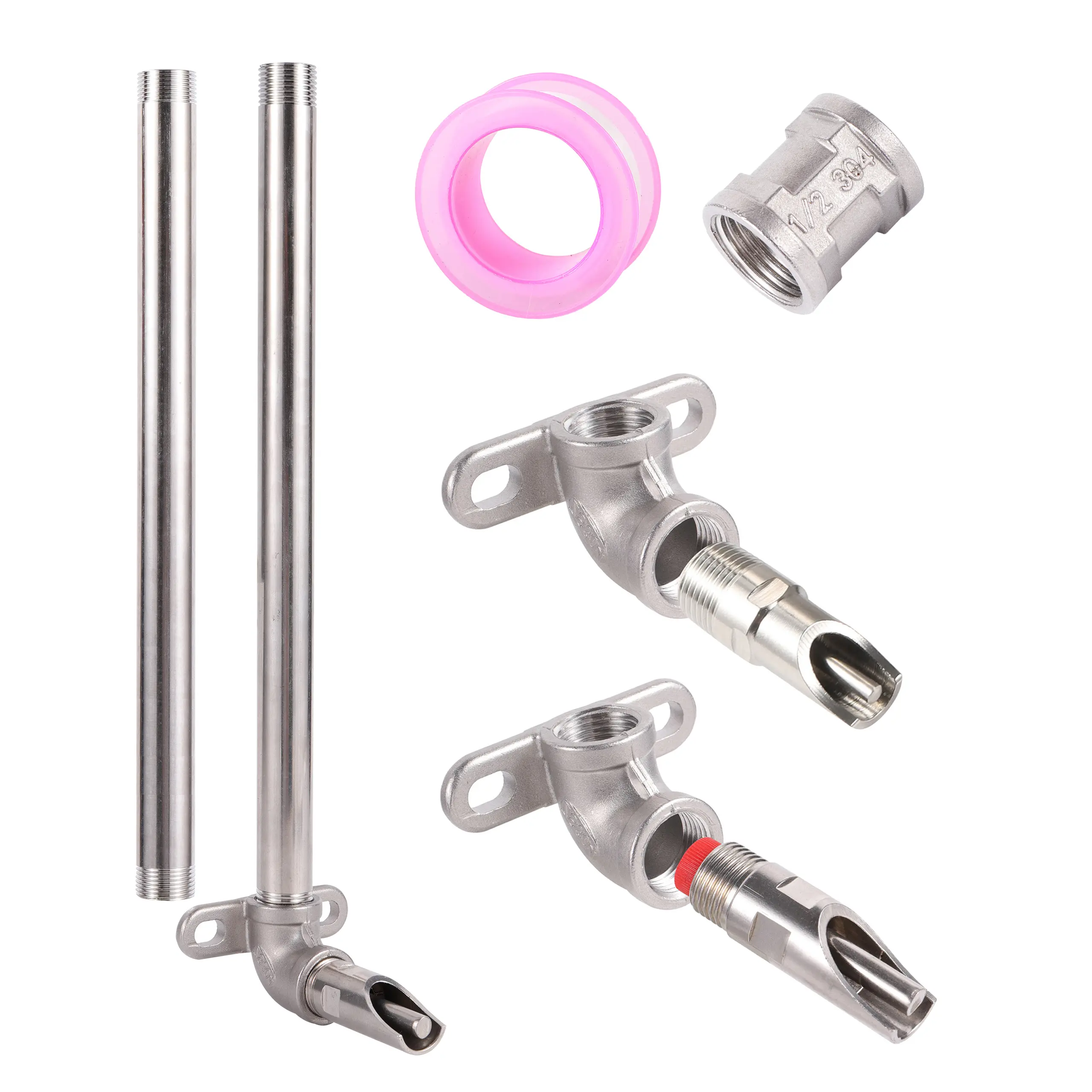 Pig Drinker Nipple Kit Piglets Stainless Steel Automatic Drinker 1/2" Threaded Interface Livestock Drinking Water Accessories