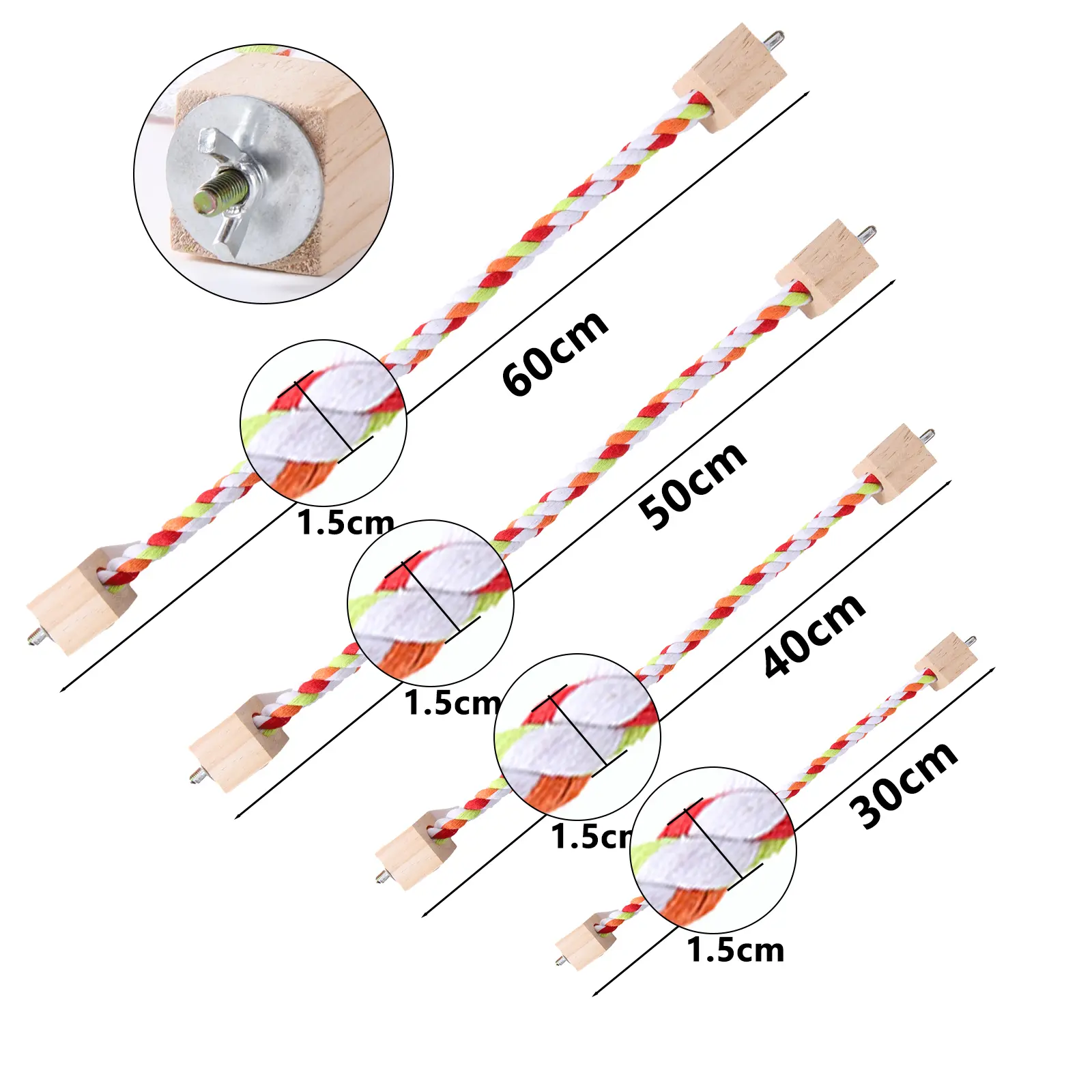 Parrot Bite Toys Parrot Color Cotton Rope Toys Elastic Parrot Climbing Toys Sturdy Bird Swing Harness Cage Pet Toy Swing Stand