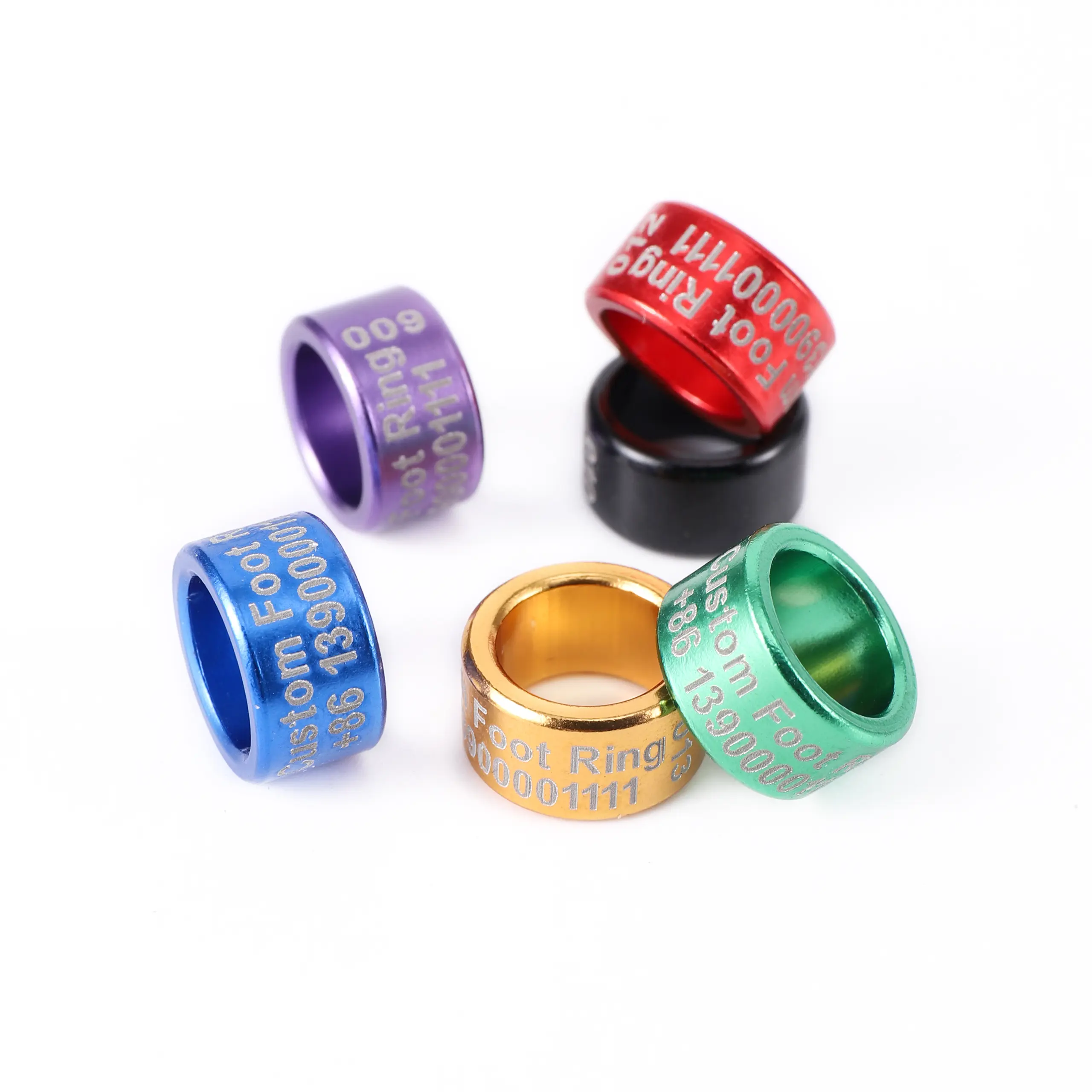 DIY Custom Pigeon Foot Ring Buyer Customizable Name Phone Number Year Number Country Code Inner diameter 8/10mm Height 6mm 20Pcs