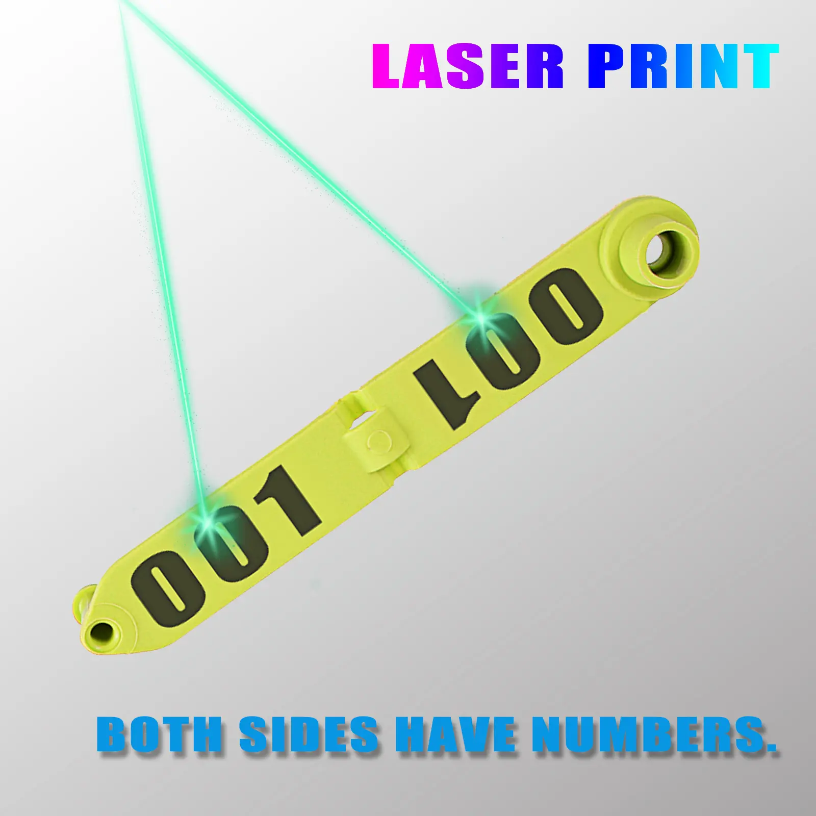 Pig Cattle Sheep Anti-shedding Ear Tag with Laser Printing Number 001~100 Livestock Poultry Farm Animal Identification Tags
