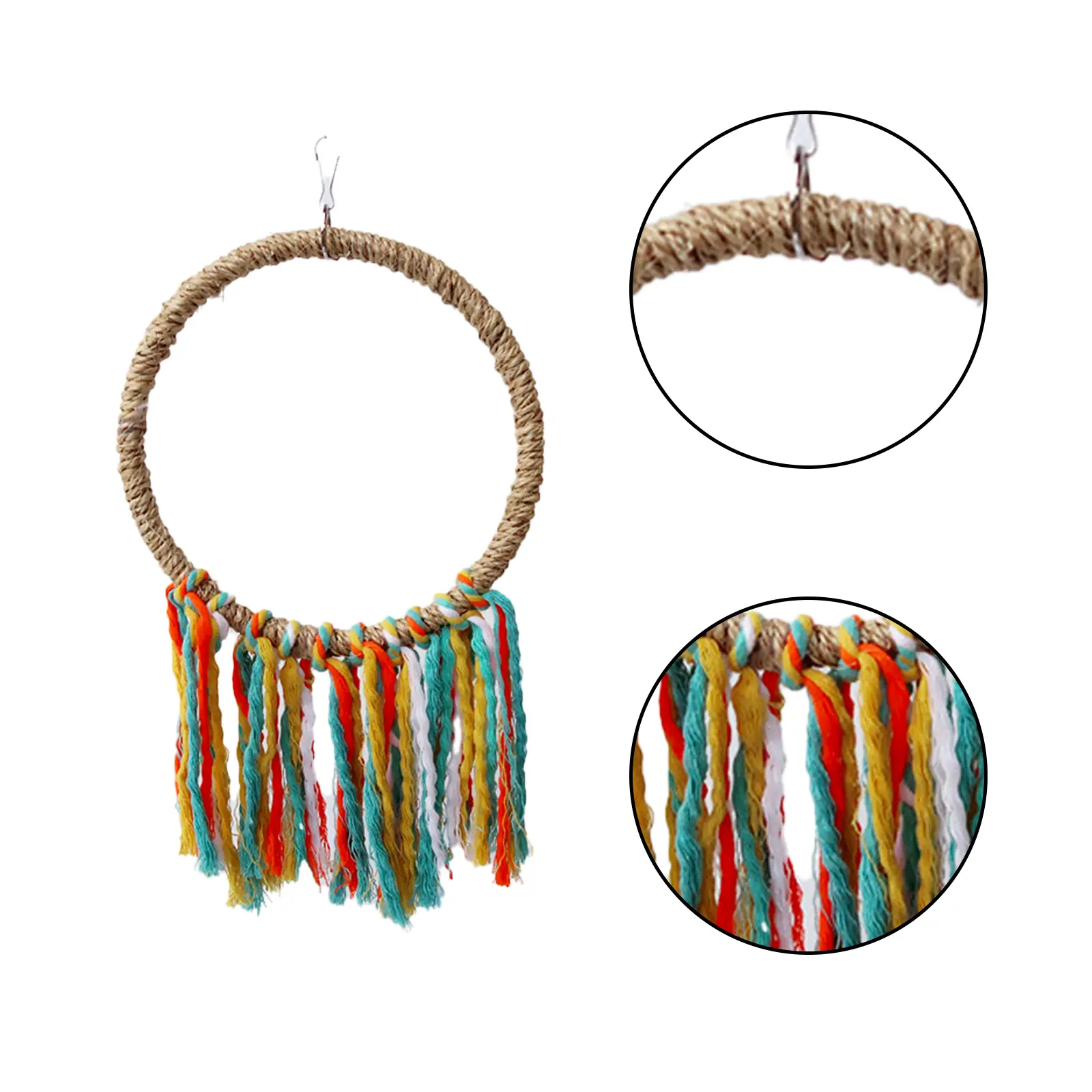 Pet Bird Parrot Toy Cotton Rope Circle Toys Chewing Bite Parrot Perch Hanging Cage Swing Rope Ring Stand Climb Toy Bird Supplies