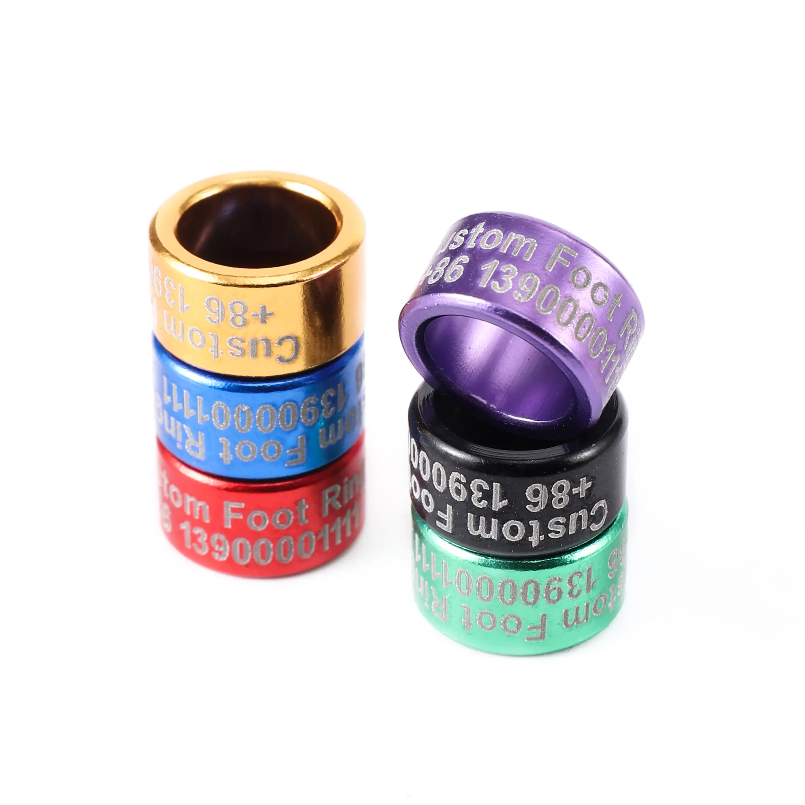 DIY Custom Pigeon Foot Ring Buyer Customizable Name Phone Number Year Number Country Code Inner diameter 8/10mm Height 6mm 20Pcs