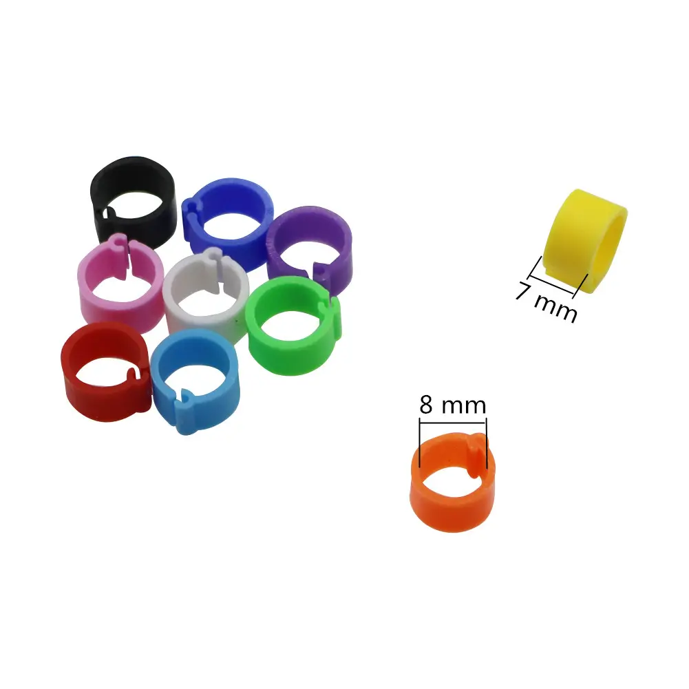 1000 Pcs Inner Diameter 8mm Height 7mm Birds Feet Rings Pigeon Dove Foot Identification Ring Farm Animal Carriers 10 Colors