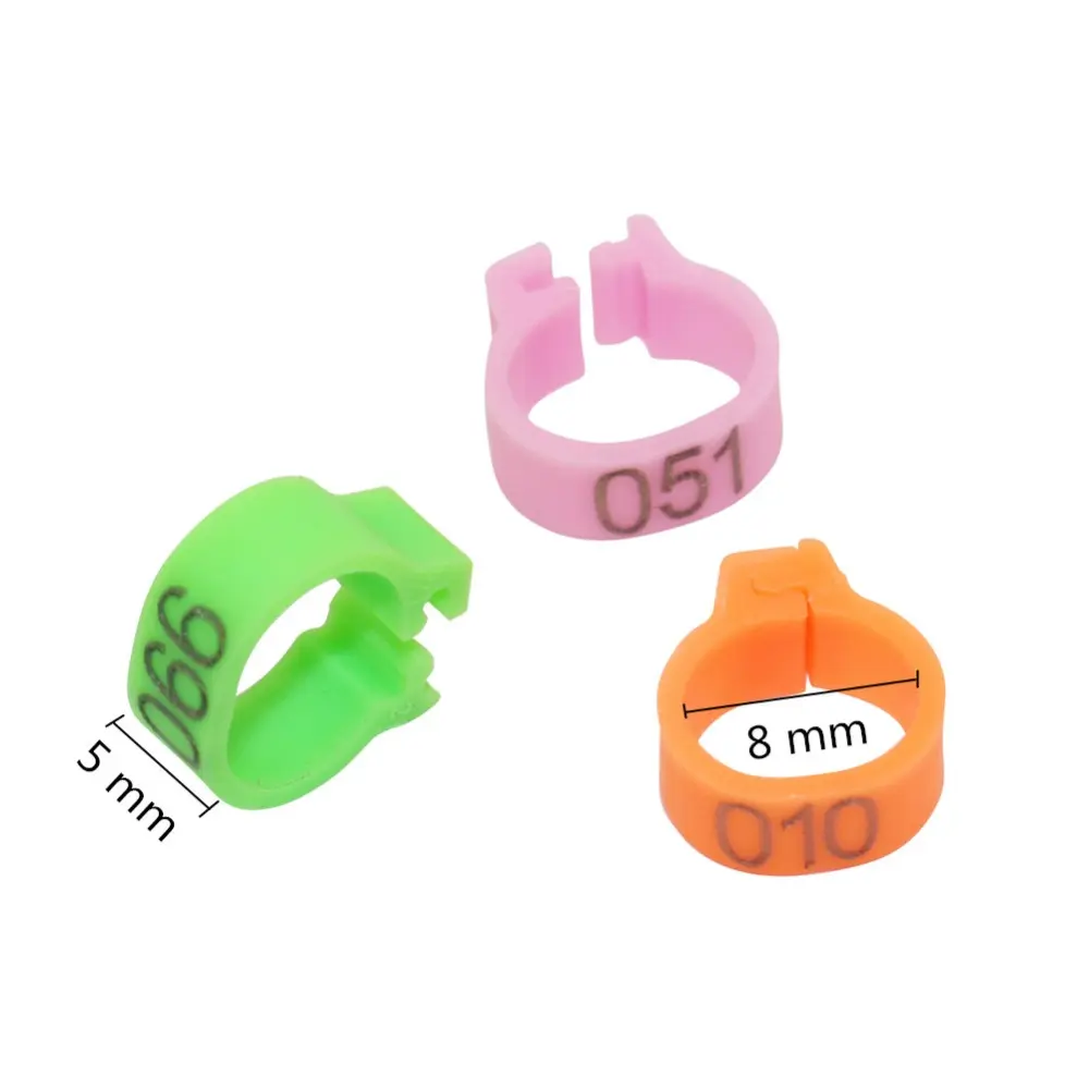1000 Pcs Bird Pigeon Foot Ring 10 Colors No.001~100 Inner Diameter 8mm Light Weight Freedom Of Action Poultry Ring Bird Carry