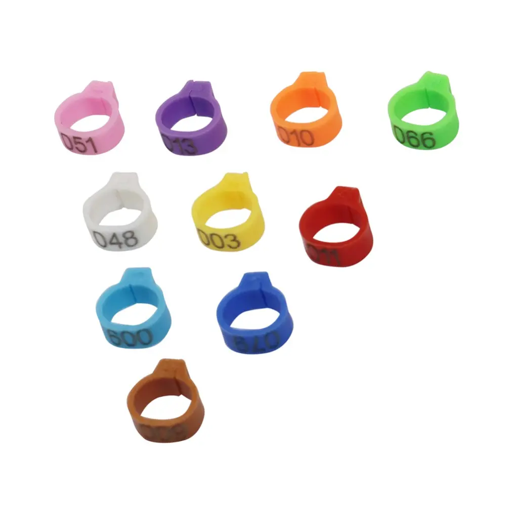 1000 Pcs Bird Pigeon Foot Ring 10 Colors No.001~100 Inner Diameter 8mm Light Weight Freedom Of Action Poultry Ring Bird Carry