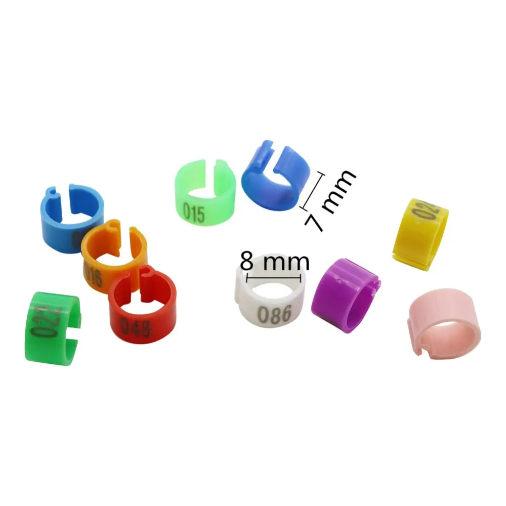 1000 Pcs Inner Diameter 8mm Digital Markup Bird Clip Ring Bird Identification Tool No.001-100 Pigeon Foot Rings Pet Supplies