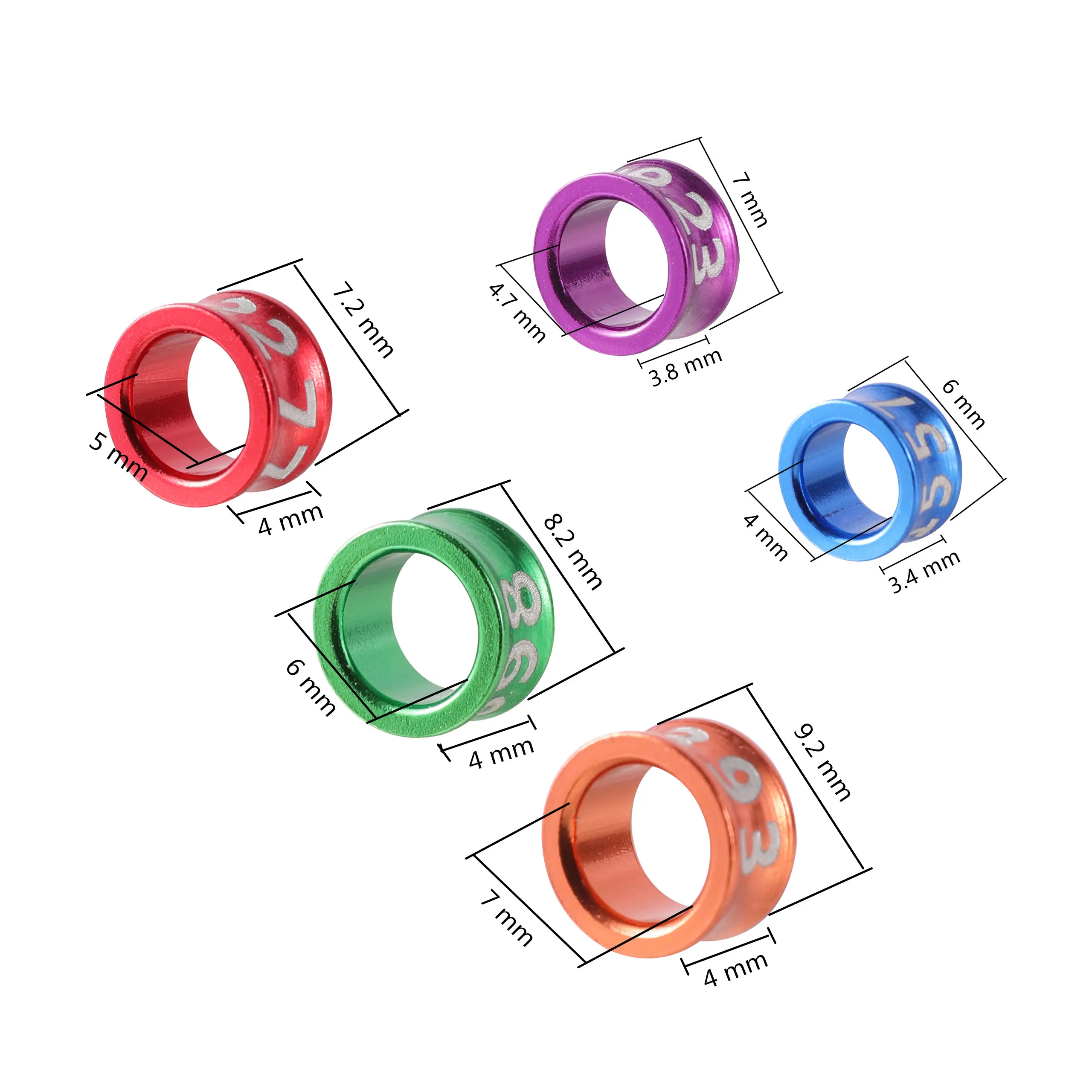 Bird Foot Ring With Word ID 4/4.7/5/6/7mm Bird Ring Pigeon Foot Ring Bird Outdoor Flying Training Tool 6 Colors Mixed 500 Pcs