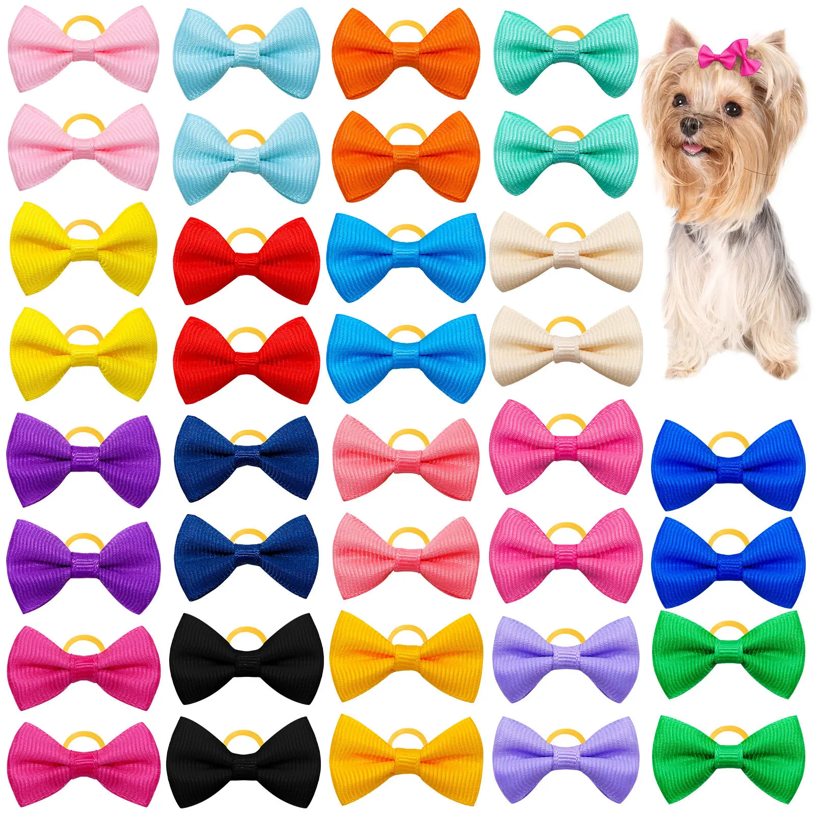Dog Hair Rubber Bands Solid Color Polka Dots Valentine Day Little Daisy Style Hairpins Pet Dog Hair Pet Grooming Accessories