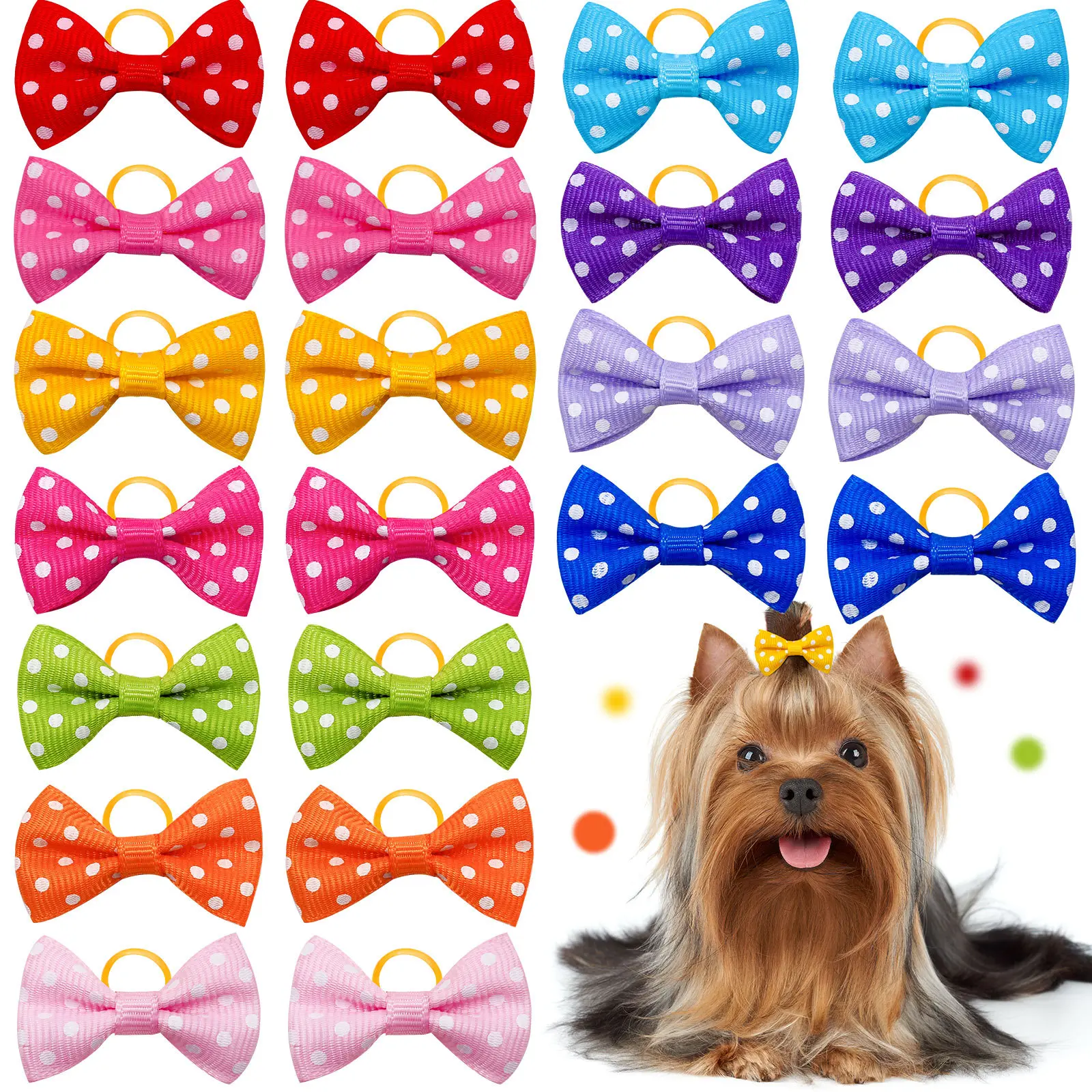 Dog Hair Rubber Bands Solid Color Polka Dots Valentine Day Little Daisy Style Hairpins Pet Dog Hair Pet Grooming Accessories