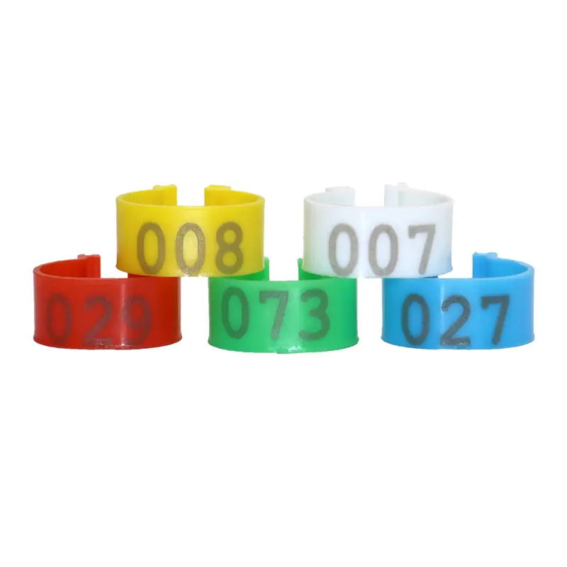 100 Pcs Inner Diameter 2.0cm Plastic Open Type Buckle Chicken Duck Goose 5 Colors Digital Foot Ring Poultry Farming Equipment