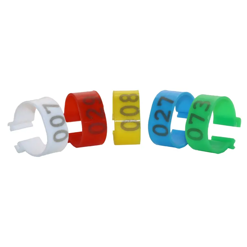 100 Pcs Inner Diameter 2.0cm Plastic Open Type Buckle Chicken Duck Goose 5 Colors Digital Foot Ring Poultry Farming Equipment