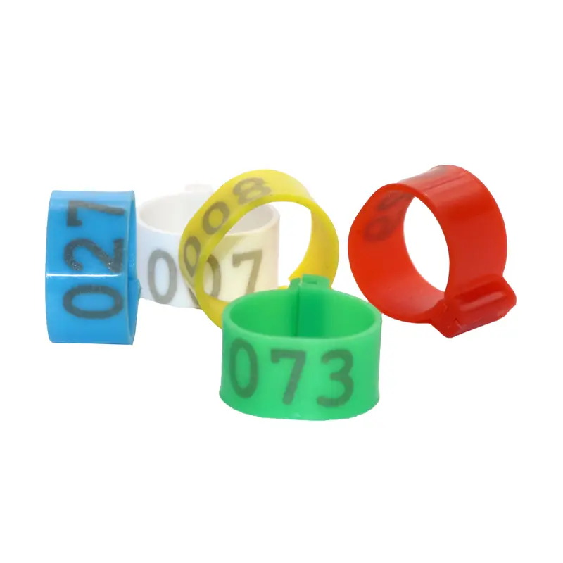 100 Pcs Inner Diameter 2.0cm Plastic Open Type Buckle Chicken Duck Goose 5 Colors Digital Foot Ring Poultry Farming Equipment