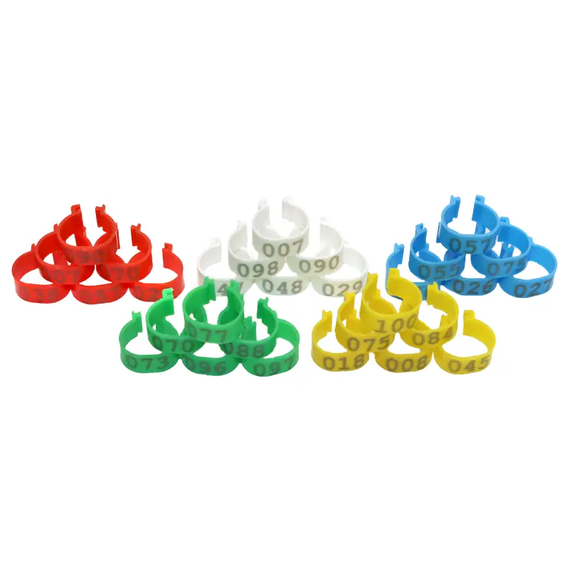 100 Pcs Inner Diameter 2.0cm Plastic Open Type Buckle Chicken Duck Goose 5 Colors Digital Foot Ring Poultry Farming Equipment