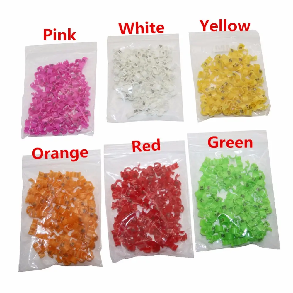 100 Pcs / lot Bird clip ring 2.7mm 3mm 4mm 4.5mm 5mm Plastic foot rings Colorful birds, Acacia birds pigeon All kinds of bird fo