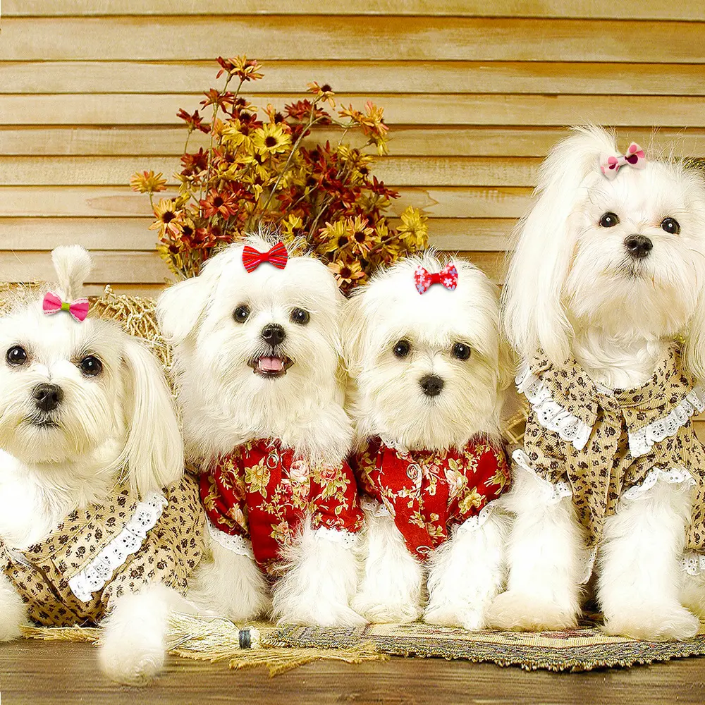Cute Dog Hair Clips Puppy Hairpin Pet Cat Handmade Hairpin Cute Cat Hair Clips Pet Bow Hair Accessories Mix Color 10/20/50Pcs