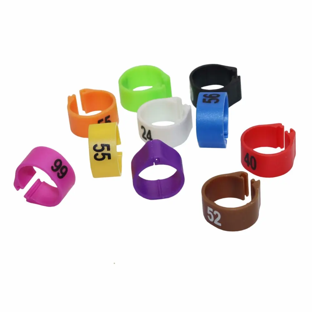 100 pcs 12MM 14MM Bird Plastic Clip Rings  Pigeon colored foot ring No.1-100 For 10 colors