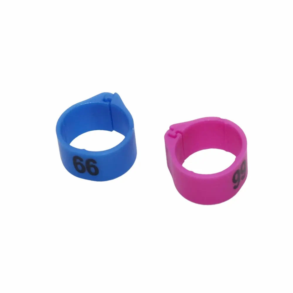 100 pcs 12MM 14MM Bird Plastic Clip Rings  Pigeon colored foot ring No.1-100 For 10 colors