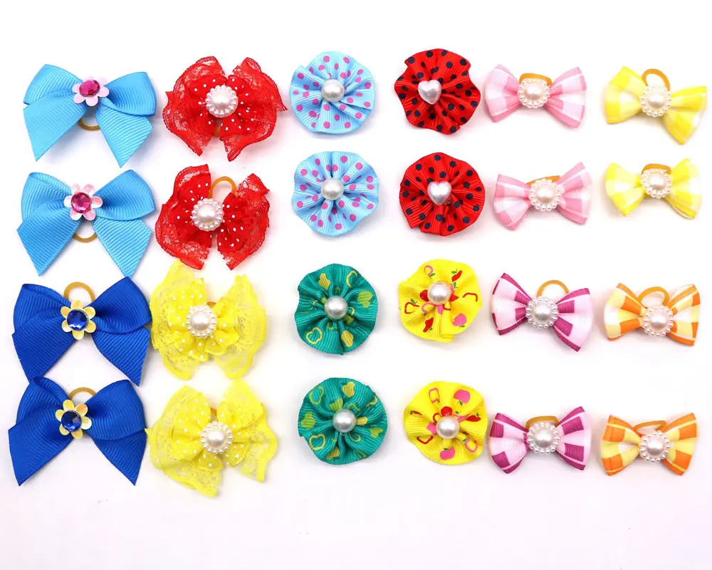 10/20/50Pcs Cute Pet Dog Bows Ball Hair Accessories Grooming Puppy Hair Accessories With Rubber Bands Pet Headwear Dropshipping